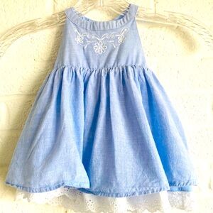 Dylan & Abby Dress 6-9M Cotton Spring Summer Embroidered Blue White